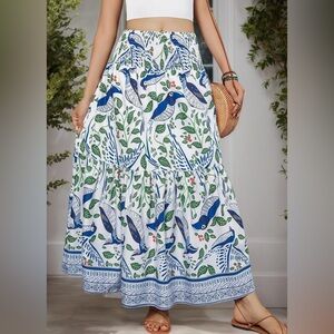 NWOT Floral Blue and White Skirt